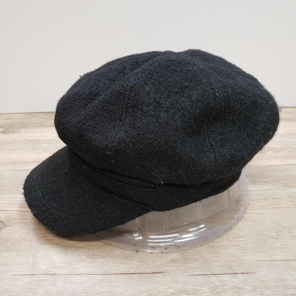 Nine West Hat Newsboy Fitted Womens One Size Black Boucle Chain Strap Lined